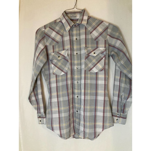 Levi's Womens Western Button-Down Shirt Long Sleeves Gray Plaid‎ - Picture 1 of 8